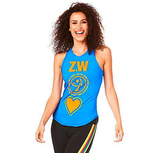 Zumba Camiseta sin Mangas con Cuello para Entrenamiento de Moda para Mujer XX-Grande Azul Verdadero