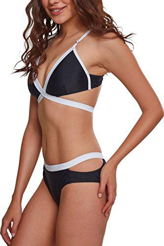 Urban Classics Ladies Contrast Bikini Juego, Negro (Black/White 00826)