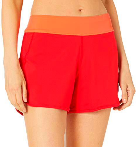 Amazon Essentials Women's Woven Swim Short Bañadores, Rojo, 44