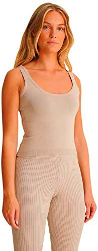 NA-KD Knitted Tank Top Camisa Cami, Gris Arcilla, L para Mujer