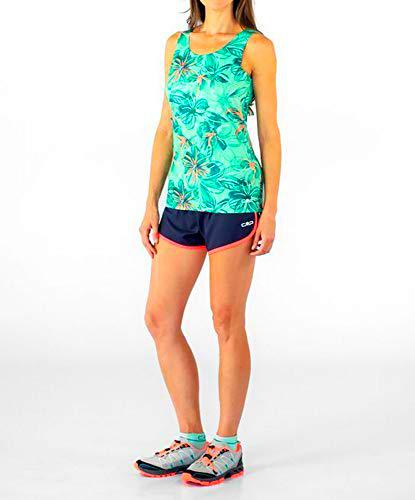 CMP Top Camiseta, Mujer, Aquamint-Red Fluo, 46