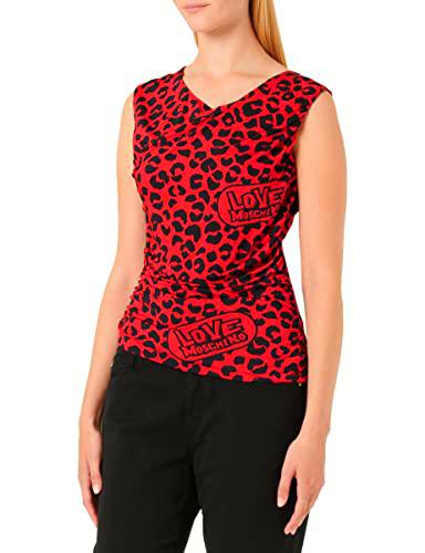 Love Moschino Sleeveless Draped Top animalier Printed Camiseta