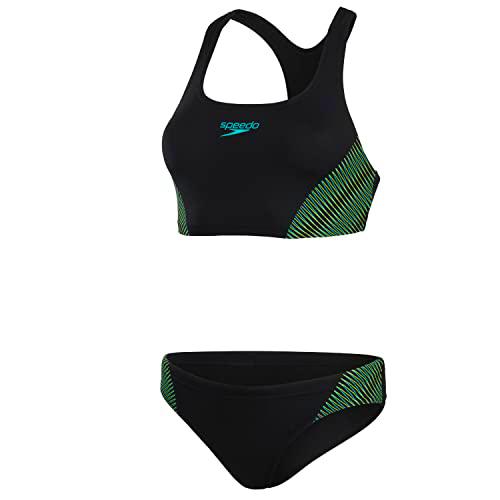 Speedo Bikini de 2 Piezas Placement Mujer, Negro/Azul, 34 (ES 40)