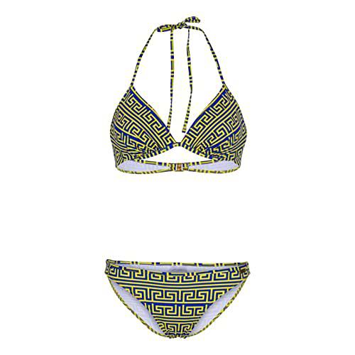 Fashy Conjunto de Bikini para Mujer, Amarillo/Azul