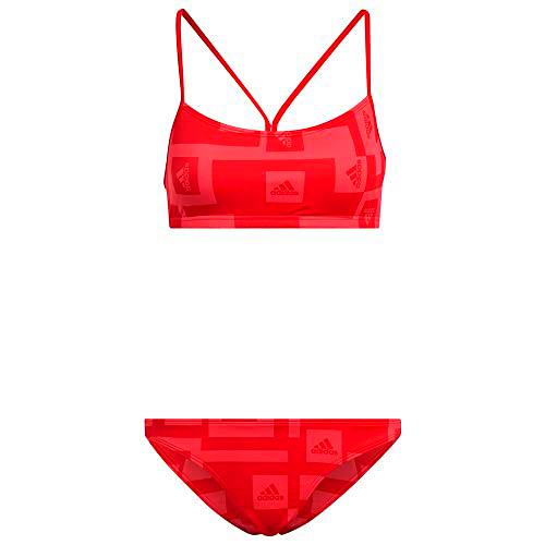 adidas Bars AOP Bikini Swimsuit, Women's, Semi Turbo/Vivid Red, XL