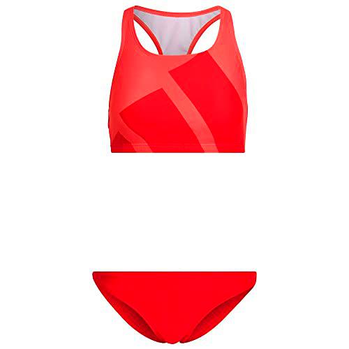 adidas B Bars Bikini Swimsuit, Women's, Top:Semi Turbo Bottom:Vivid Red S21, S