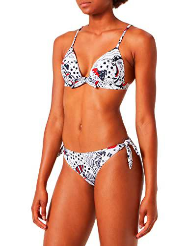 Emporio Armani Swimwear Padded Triangle &amp; Brazilian W/Bows Bikini Logo Textured Lycra Juego Biquini