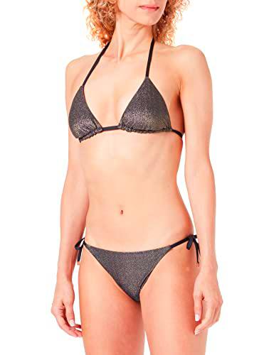 Emporio Armani Swimwear Triangle Rem.cups &amp; Brief W/Bows Bikini Lurex Textured Yarn