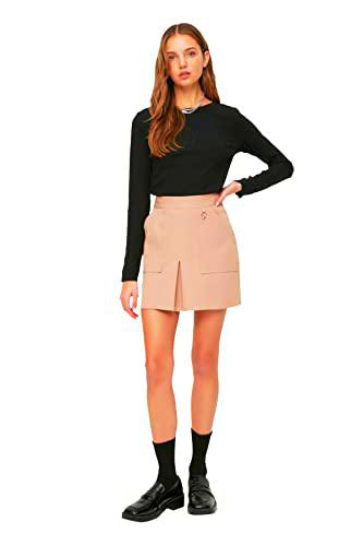 TRENDYOL Falda Tejida Beige. Skirt, 40 para Mujer