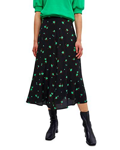 Minus Alexi Skirt, Falda para Mujer, Negro (9368 Apple green flower print), 44