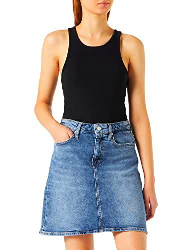 Calvin Klein Jeans HR A-Line Mini Skirt Falda, Denim Medium