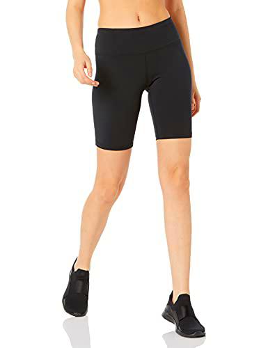 Amazon Essentials Pantalón Corto de Yoga de Cobertura Completa Ajustado para Gimnasio Mujer, Negro, S