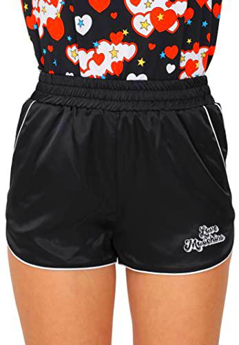 Love Moschino Hot Stretch Satin and Logo Bubble Embroidery Pantalones Cortos Casuales