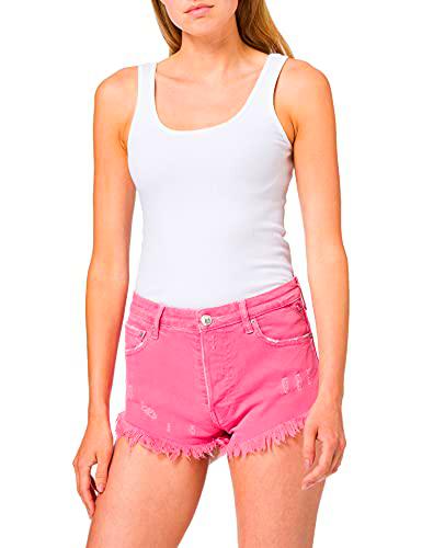 REPLAY WB425 Pantalones Cortos de Jean, 658 Bright Pink