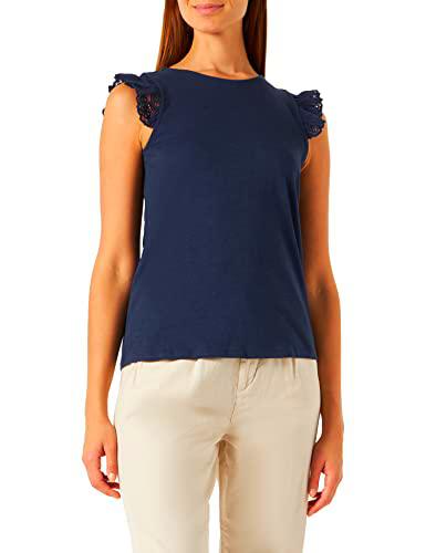 Springfield Top Crochet Volante para Mujer, Azul Oscuro, M