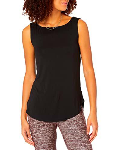 Daily Ritual Jersey Bateau-Neck Tank Top Camiseta, Negro, XL