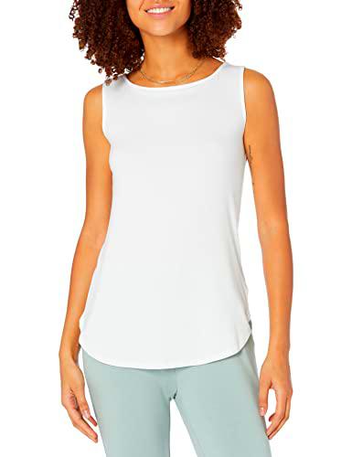 Daily Ritual Jersey Bateau-Neck Tank Top Camiseta, Blanco, L