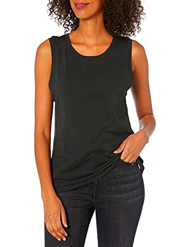 The Drop Nicole Camiseta sin mangas de estilo gimnasio de cuello redondo para Mujer, Negro, S