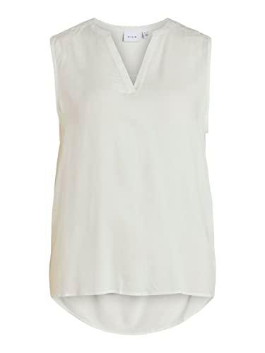 Vila Viroma V-Neck S/L Top/Su-Noos, Blanco Nieve, 42 para Mujer