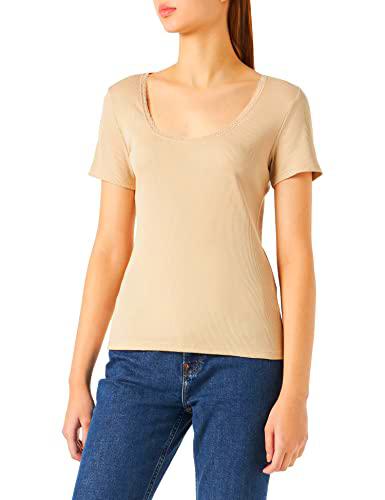 Naf Naf Camiseta, Beige, S para Mujer