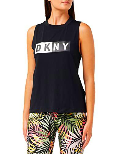 DKNY Camiseta Deportiva para Mujer, Negro, M