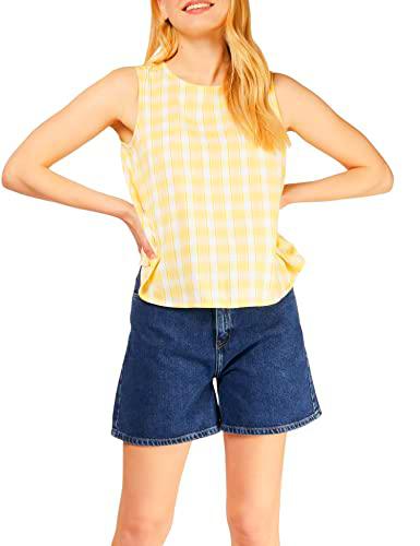 People Tree Tavi Checked Top, Amarillo, 40 para Mujer