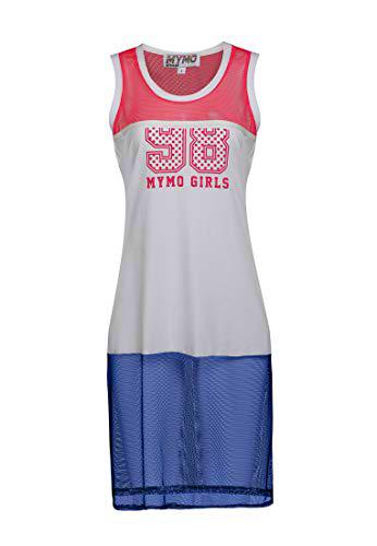 myMo ATHLSR Top, Rosa neón, Blanco y Azul, M para Mujer