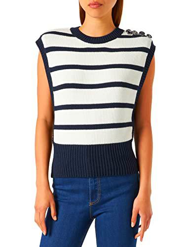 Pinko Ruiloba Top Cotone Lana Rigato Chaleco de Moda