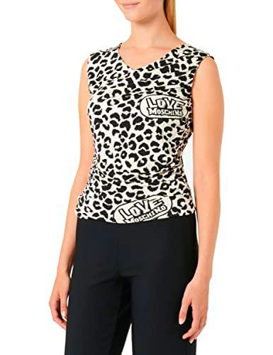 Love Moschino Sleeveless Draped Top animalier Printed Camiseta