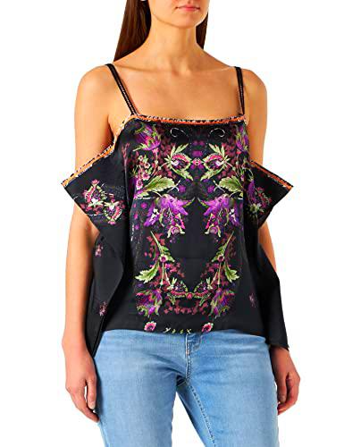 Just Cavalli Top Donna Camiseta, Negro, 40 para Mujer