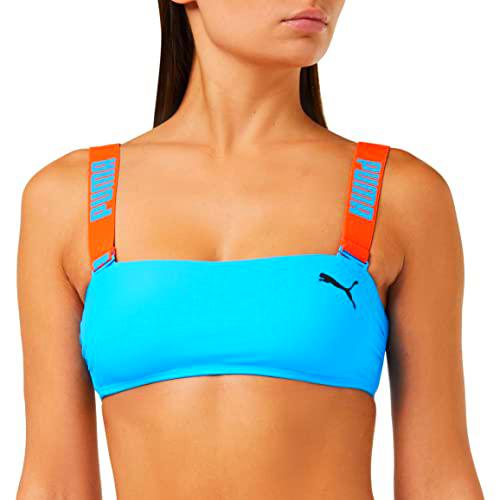 PUMA Swimwear Bandeau Parte Superior de Bikini, Azul