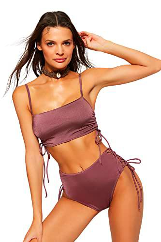 Trendyol Bikini de Cintura Alta con Detalles en la Parte Superior Inferior