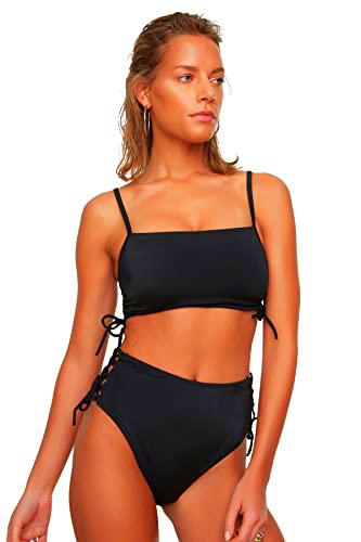 Trendyol Bikini de Cintura Alta con Detalles en la Parte Superior Inferior