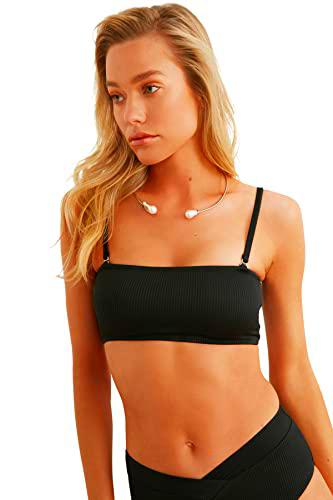 Trendyol Parte Superior de Bikini estructurada sin Tirantes Top