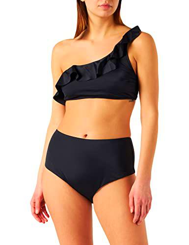 Iris &amp; Lilly Conjunto de Biquini un Hombro Cintura Alta con Relleno Mujer, Negro, 38