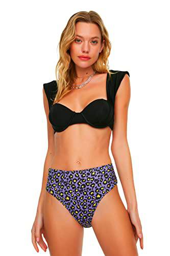 Trendyol Bikini Estampado Leopard de Cintura Alta Seis Parte Inferior