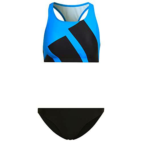 adidas B Bars Bikini Swimsuit, Women's, Top:Blue Rush Bottom:Black, L