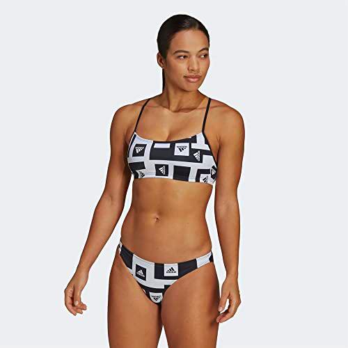 adidas Bars AOP Bikini Swimsuit, Women's, White/Black, XS