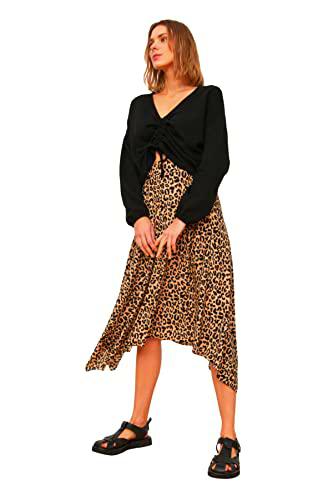 Trendyol Falda asimétrica de Punto con Estampado de Leopardo