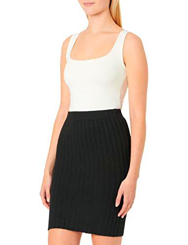 PIECES Pccava Rib HW Knit Skirt Noos BC Falda, Negro