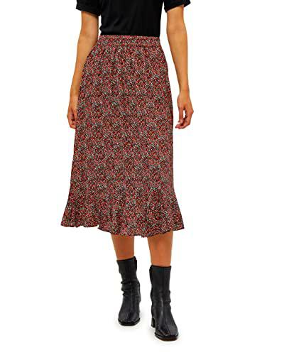 Minus Anina skirt, Falda para Mujer, Rojo (9343 Lipstick red flower print), 42