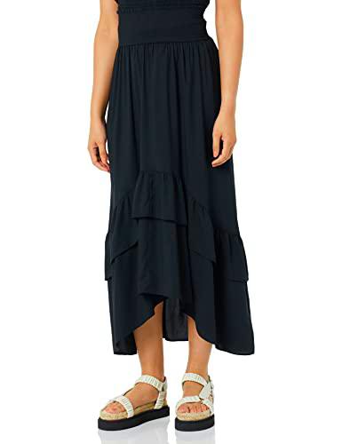 Goodthreads Georgette Hi-Low Ruffle Maxi Skirt Falda, Negro, XS