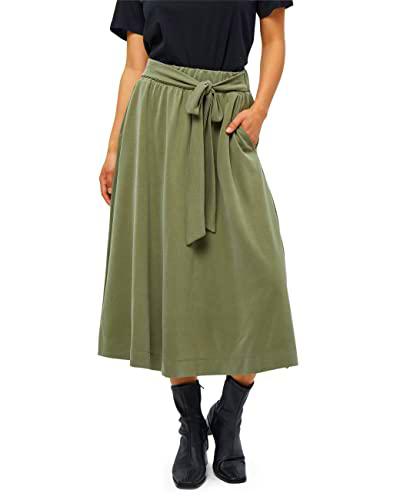 Minus Addilyn Tie Front Midi Skirt, Falda Mujer, Verde (478 Green Field), 42