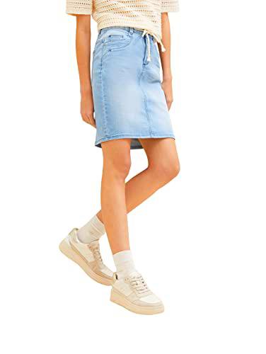 TOM TAILOR Señoras Falda 1035240, 10142 - Light Stone Blue Denim, 46