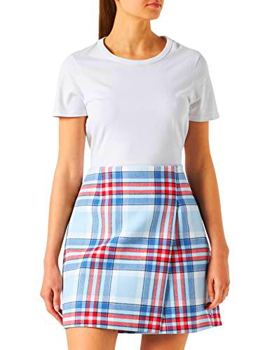 Tommy Hilfiger Falda Corta a Cuadros, Large Plaid Blue