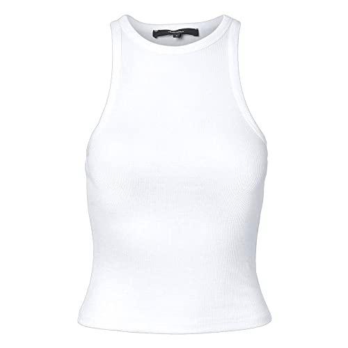 Vero Moda Vmroma S/L Rib Top Jrs Noos, Blanco Brillante Mujer