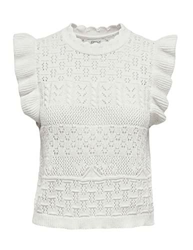 ONLY Onltulle Life S/L Frill Top Knt Noos, Eggnog, M para Mujer