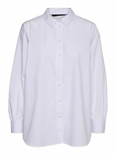 VERO MODA Vmella Noos-Camiseta básica L/S Top, Blanco Brillante