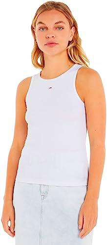 Tommy Jeans Women Tank Top Essential Rib Cotton, White (White), XXS