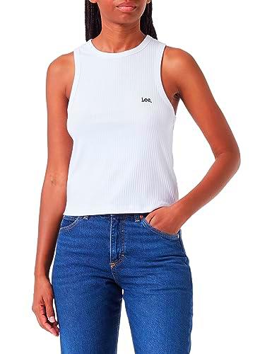 Lee Ribbed Tank Camiseta, Blanco, S para Mujer